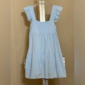 SHEIN LIGHT BLUE RUFFLE STRAP APRON DRESS SZ SMALL